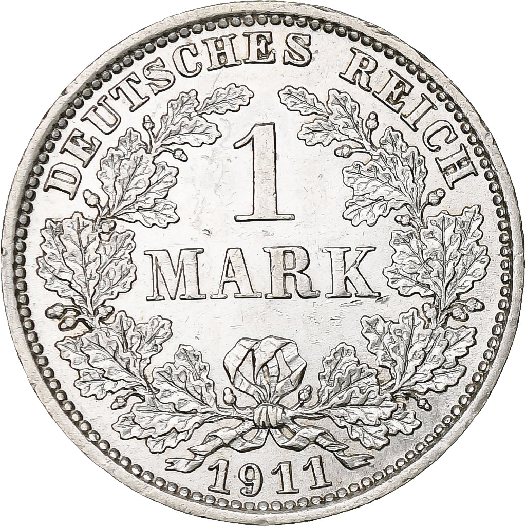 Coin, GERMANY - EMPIRE, Wilhelm II, Mark, 1911, Muldenhütten, AU(55-58)