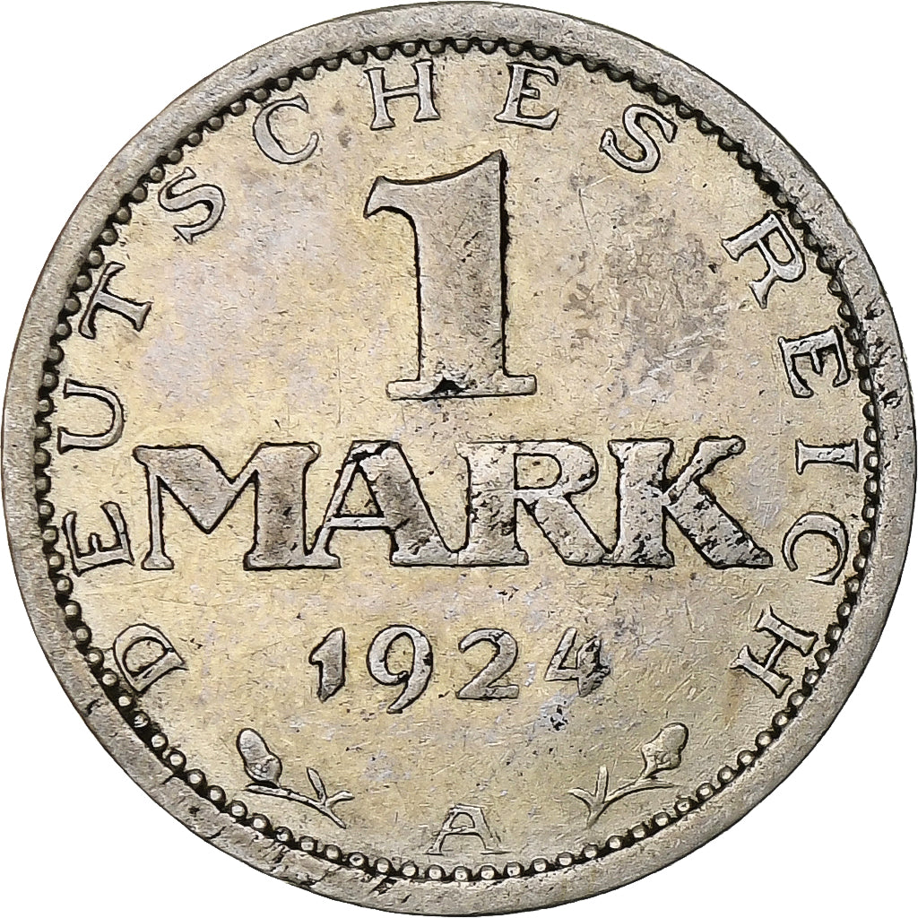 GERMANY, WEIMAR REPUBLIC, Mark, 1924, Berlin, VF(30-35), Silver, KM:42