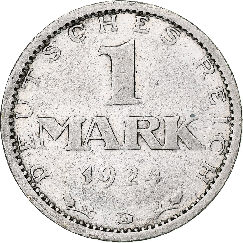 ALEMANIA - REPÚBLICA DE WEIMAR, Mark, 1924, Karlsruhe, Plata, BC+, KM:42