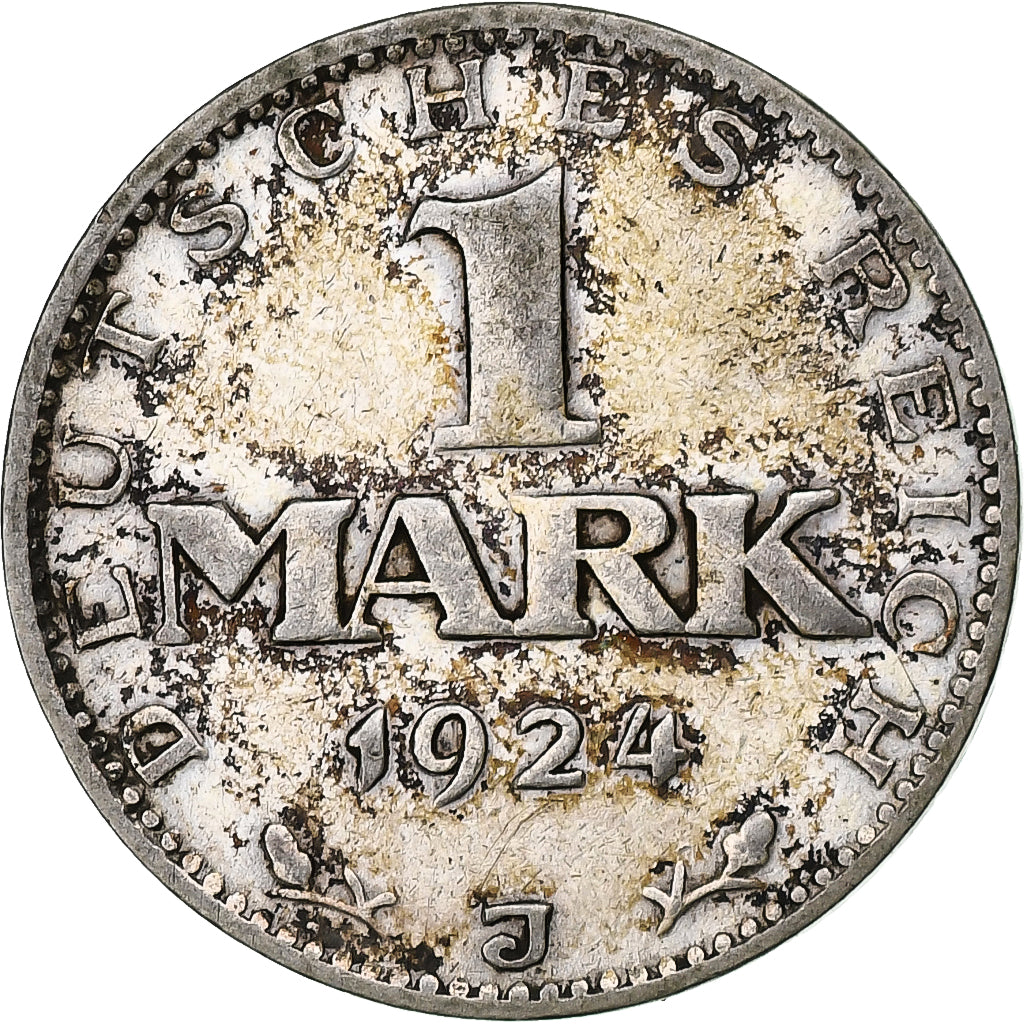 Coin, GERMANY, WEIMAR REPUBLIC, Mark, 1924, Hambourg, AU(55-58), Silver, KM:42