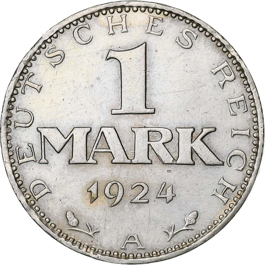 GERMANY, WEIMAR REPUBLIC, Mark, 1924, Berlin, Silver, EF(40-45), KM:42