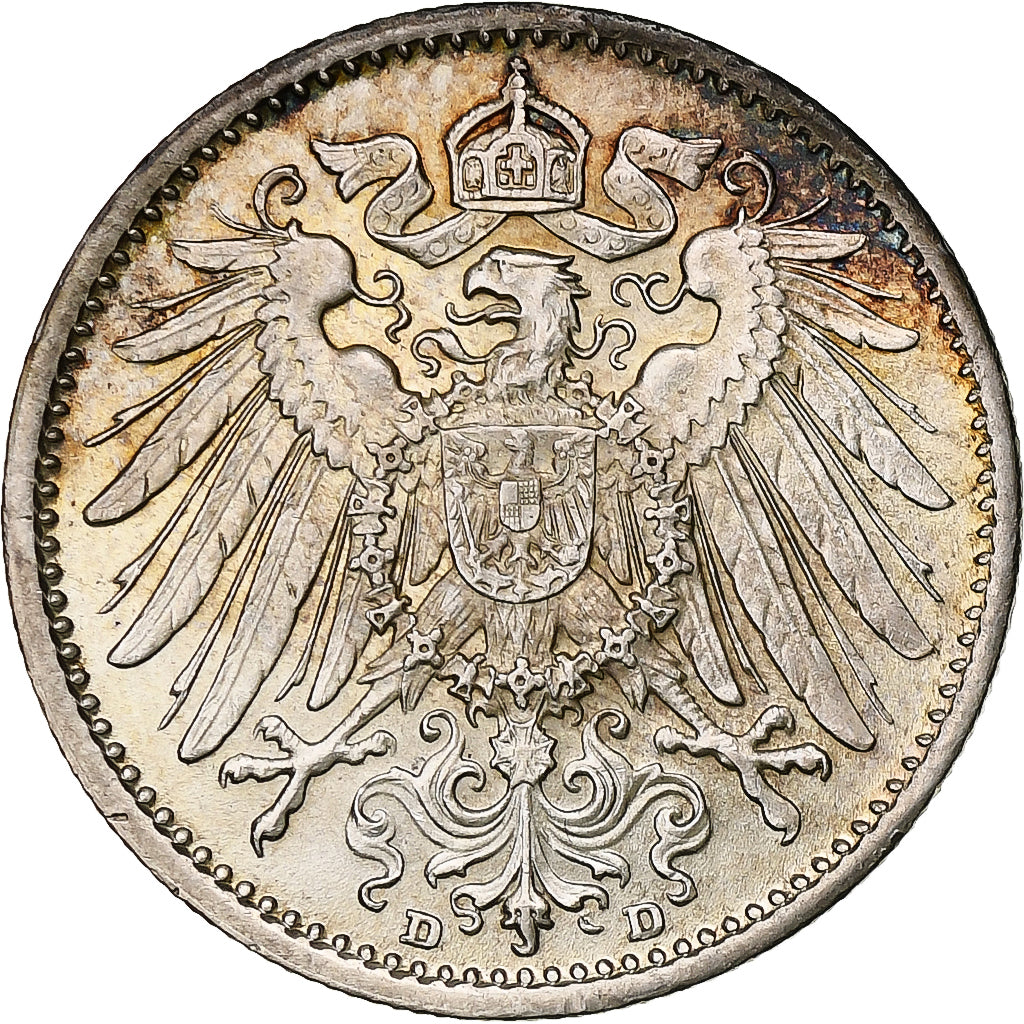 GERMANY - EMPIRE, Wilhelm II, Mark, 1915, Munich, Silver, MS(60-62), KM:14