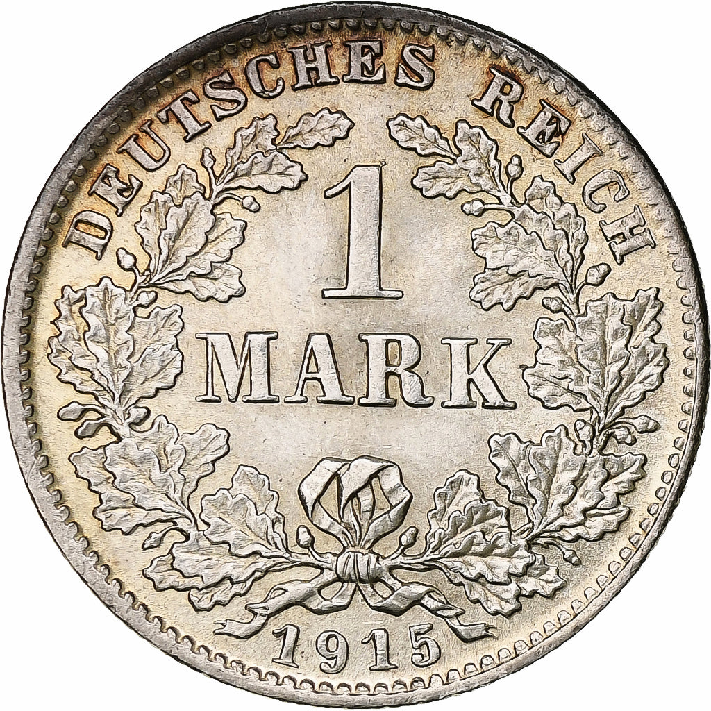 GERMANY - EMPIRE, Wilhelm II, Mark, 1915, Munich, Silver, MS(60-62), KM:14