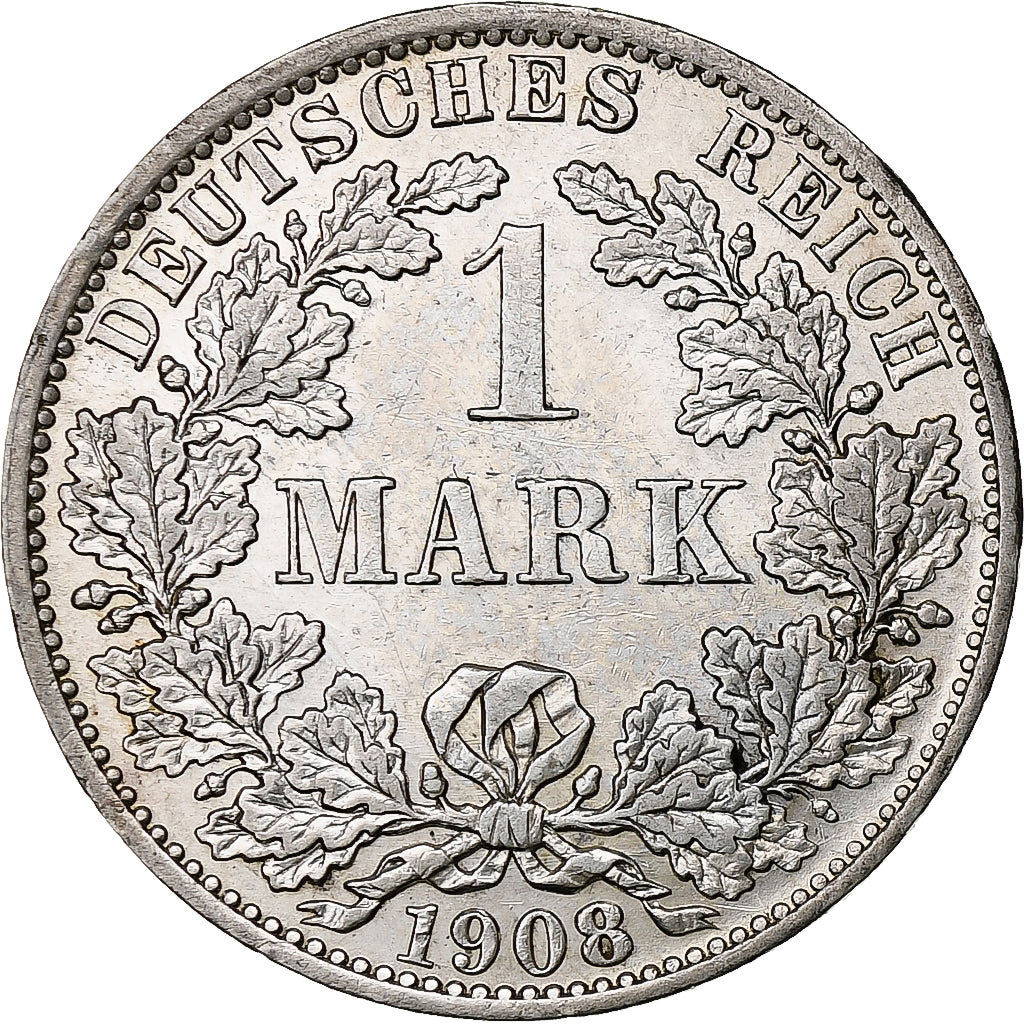 GERMANY - EMPIRE, Wilhelm II, Mark, 1908, Berlin, Silver, MS(60-62), KM:14