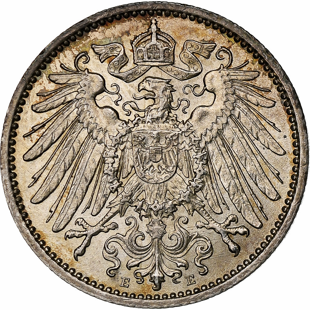 GERMANY - EMPIRE, Wilhelm II, Mark, 1914, Muldenhütten, Silver, MS(60-62)