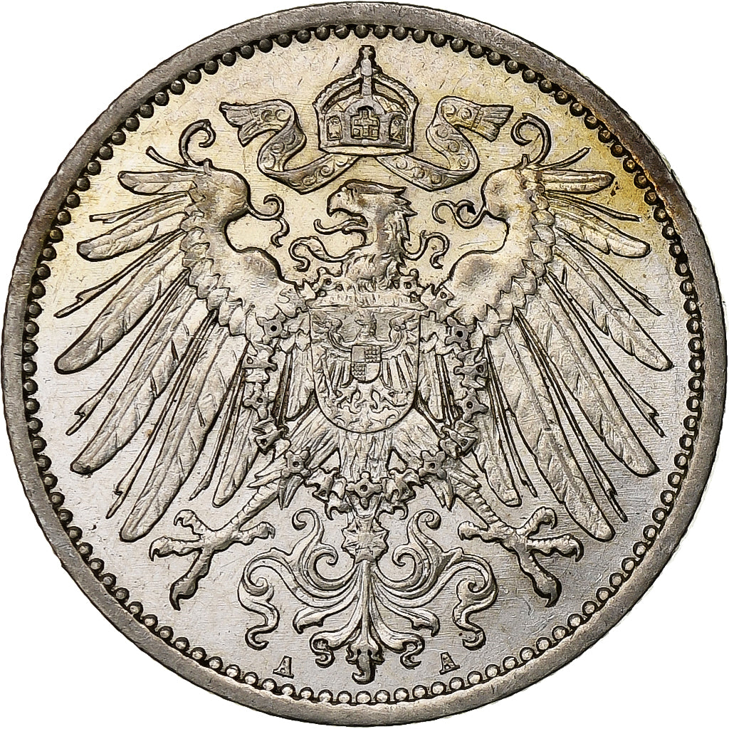 ALEMANIA - IMPERIO, Wilhelm II, Mark, 1914, Berlin, Plata, EBC+, KM:14