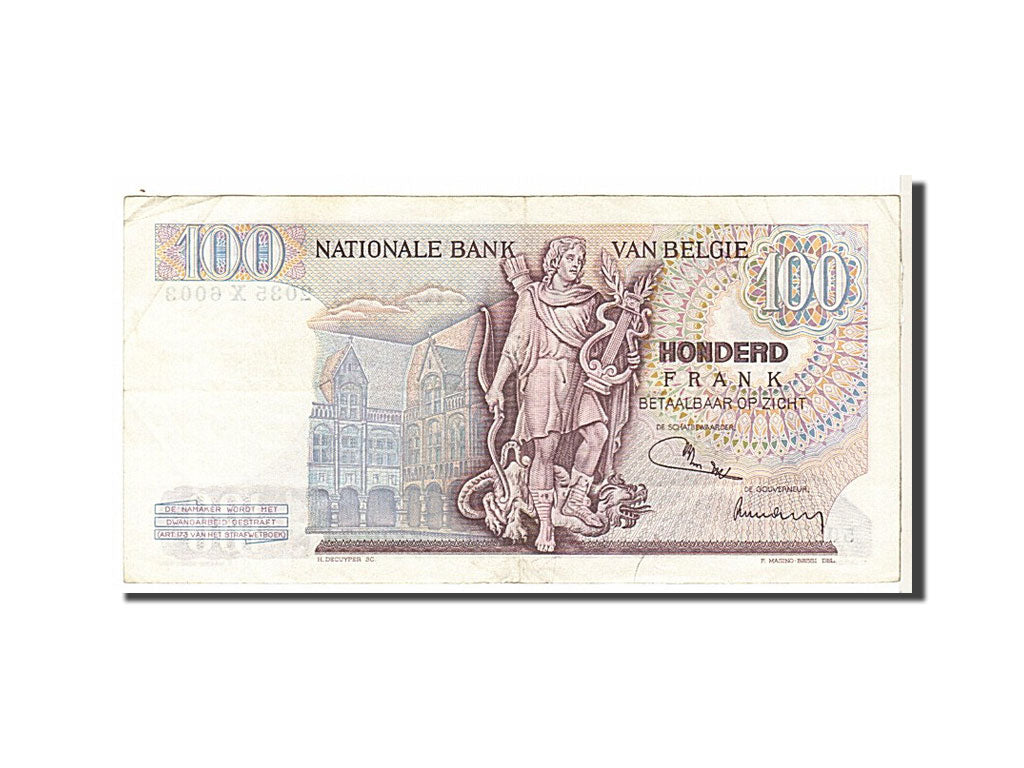 Banknot, Belgia, 100 Francs, 1972, EF(40-45)