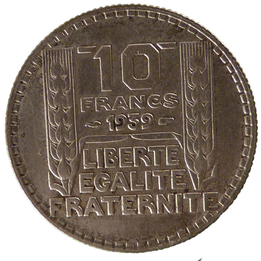 FRANCE, Turin, 10 Francs, 1939, Paris, AU(50-53), Silver, 28, Gadoury #801, 9.90