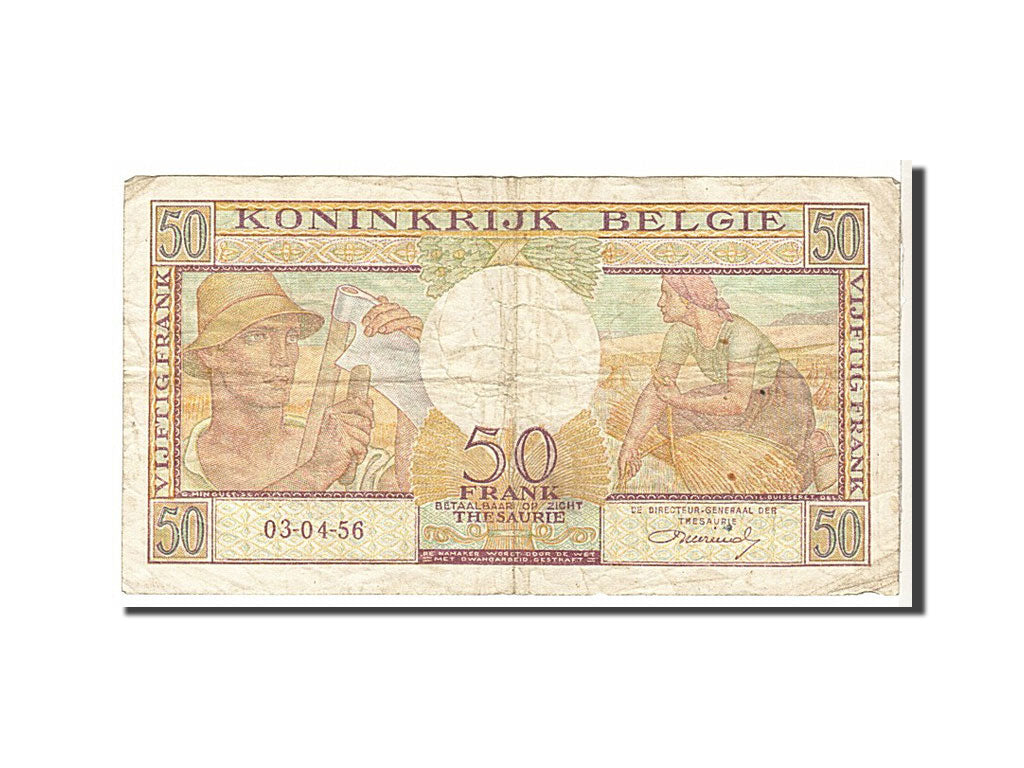 Belgium, 50 Francs, 1956, KM #133b, VF(20-25), T08526201