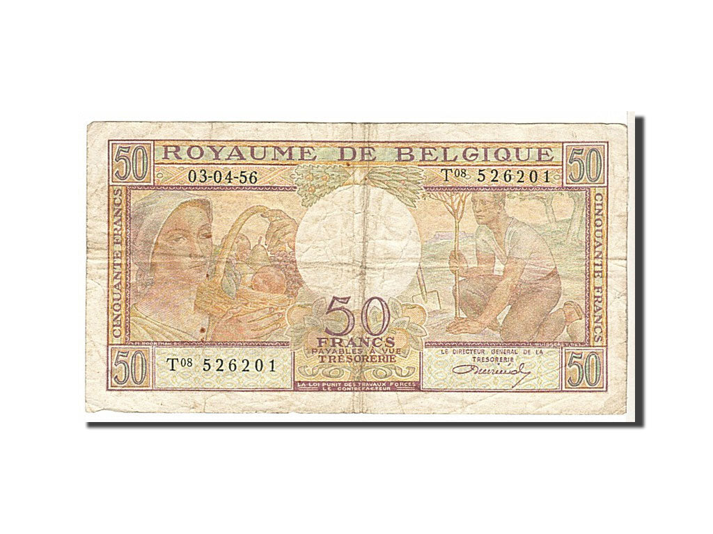 Belgium, 50 Francs, 1956, KM #133b, VF(20-25), T08526201