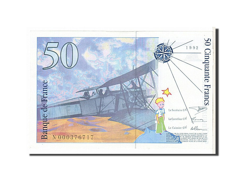 Banknote, France, 50 Francs, 50 F 1992-1999 ''St Exupéry'', 1992, UNC(63)