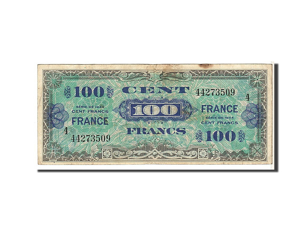 France, 100 Francs, 1945 Verso France, 1944, KM #118a, VG(8-10), 444273509,...