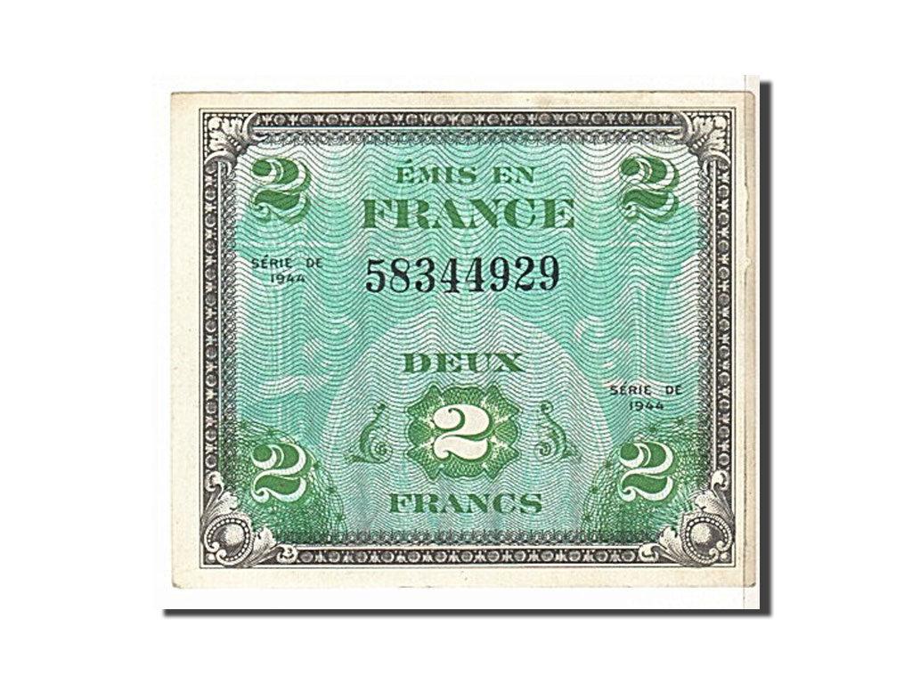 France, 2 Francs, 1944 Flag/France, 1944, KM #114a, EF(40-45), 58344929,...