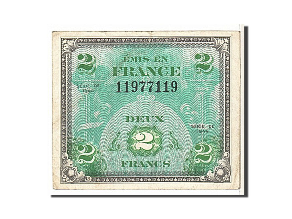 Francia, 2 Francs, 1944 Flag/France, 1944, KM:114a, MB, Fayette:16.1