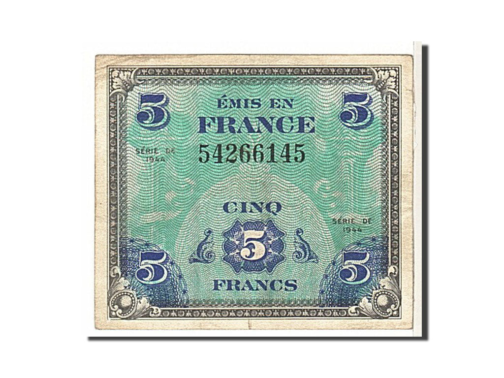 France, 5 Francs, 1944 Flag/France, 1944, KM #115a, VF(20-25), 54266145,...