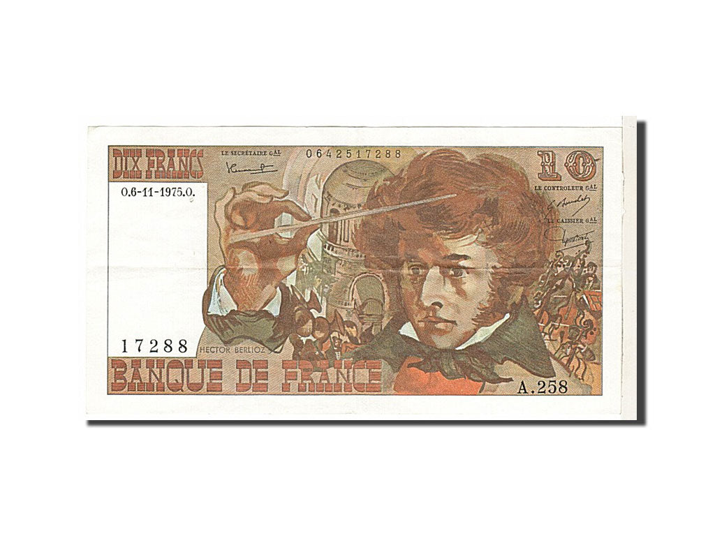 Banconote, Francia, 10 Francs, 10 F 1972-1978 ''Berlioz'', 1975, BB+