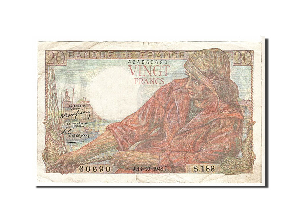 Banconote, Francia, 20 Francs, 20 F 1942-1950 ''Pêcheur'', 1948, MB