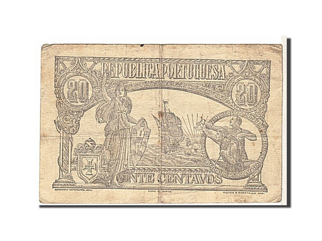 Portugal, 20 Centavos, 1922, KM #100, VF(20-25), AG