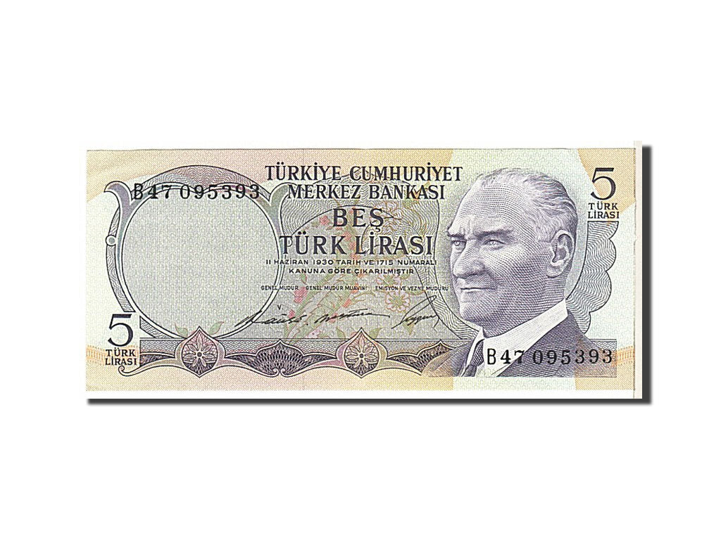 Banknote, Turkey, 5 Lira, 1968, KM:179, AU(55-58)