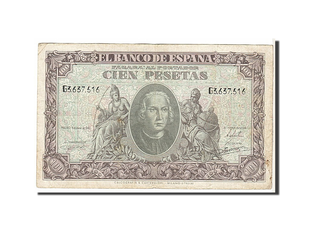 Spain, 100 Pesetas, 1940, KM #118a, VF(30-35), G3637516