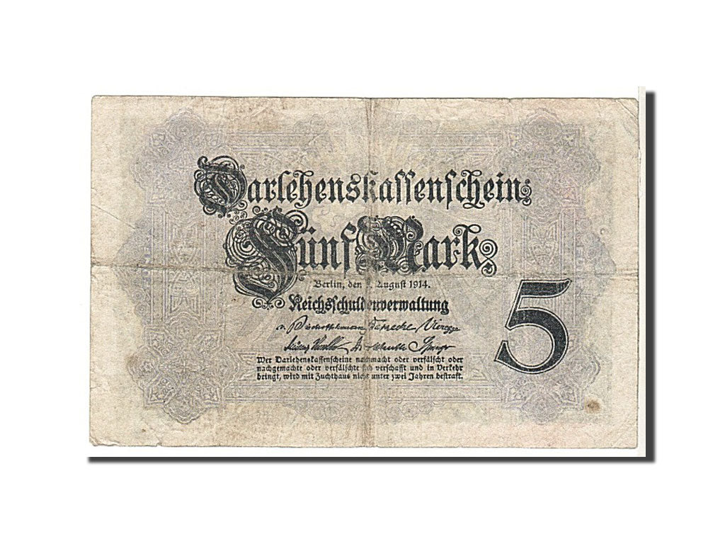 Banconote, Germania, 5 Mark, 1914, MB