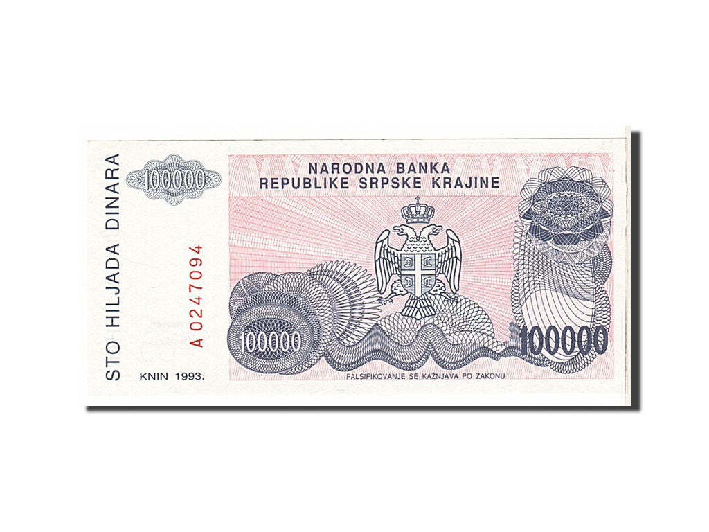 Banknote, Croatia, 100,000 Dinara, 1993, UNC(63)