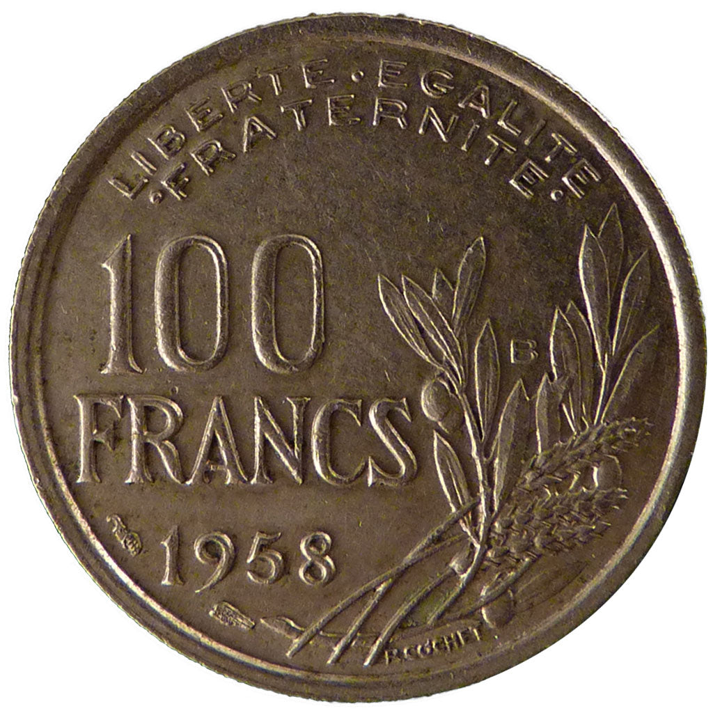 FRANCE, 100 Francs, 1958, EF(40-45), Cupro-nickel, Gadoury #897, 6.10
