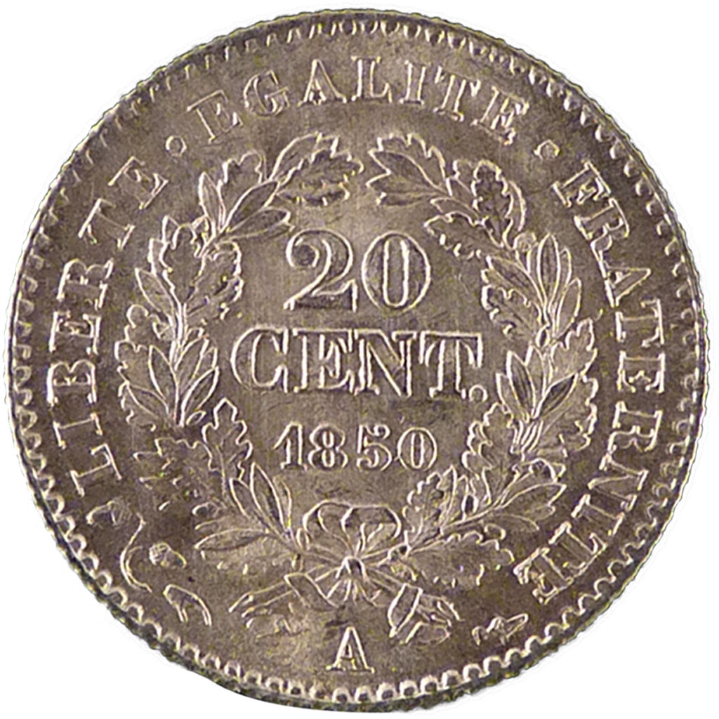 FRANCE, Cérès, 20 Centimes, 1850, Paris, KM #758.1, graded, PCGS, , Silver, G...