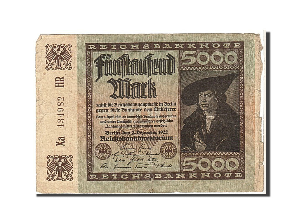 Germany, 5000 Mark, 1922, KM #81b, VG(8-10), XA434982HR