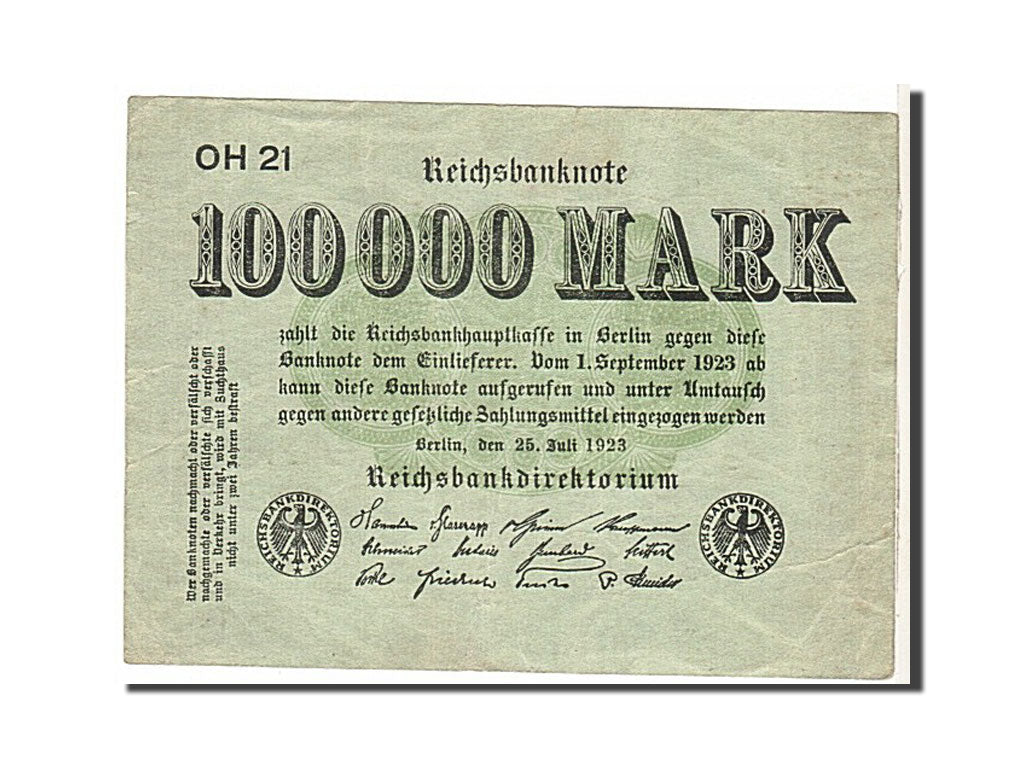 Banconote, Germania, 100,000 Mark, 1923, BB
