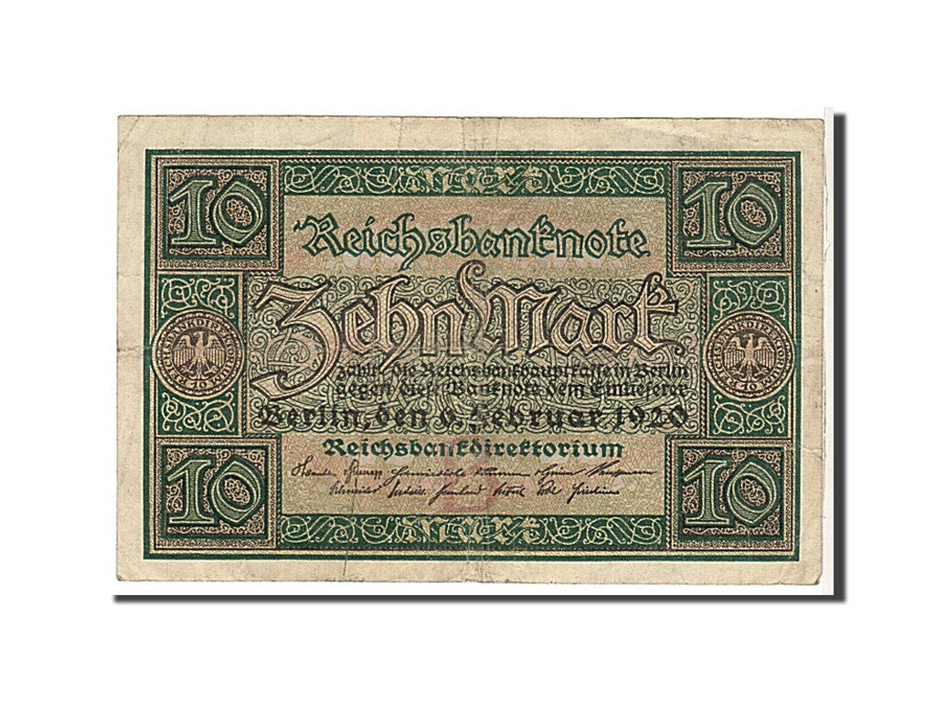 Germany, 10 Mark, 1920, KM #67a, VF(20-25), D253977