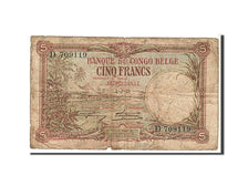Belgian Congo, 5 Francs, 1926, KM #8b, VG(8-10), D709119