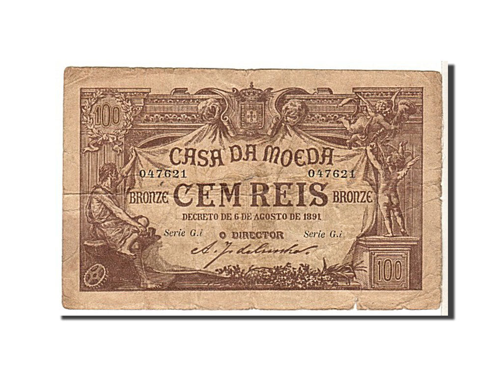 Portugal, 100 Reis, 1891, KM #88, VF(20-25), 047621