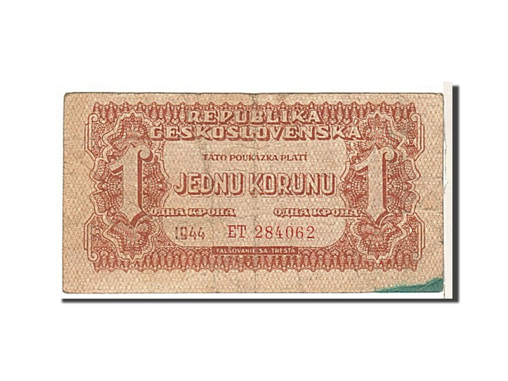 Czechoslovakia, 1 Koruna, 1944, KM #45a, VF(20-25), ET284062