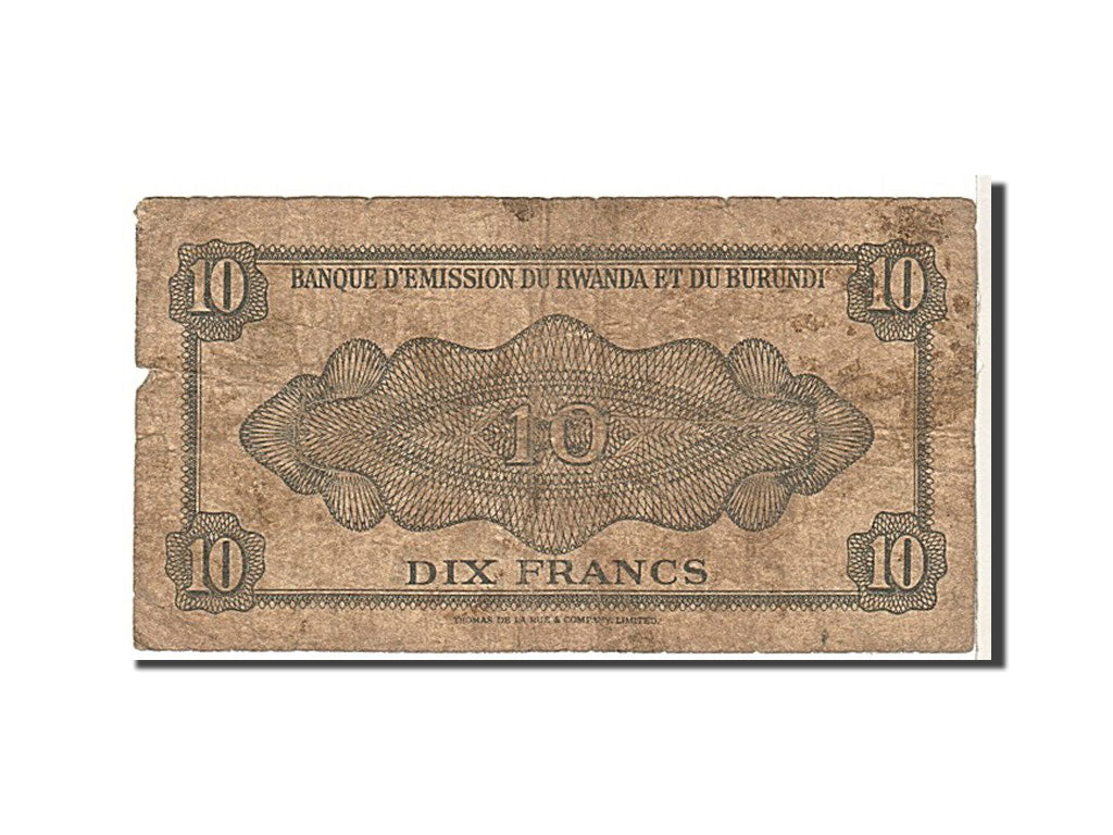 Rwanda-Burundi, 10 Francs, 1960, KM #2a, VG(8-10), B869931