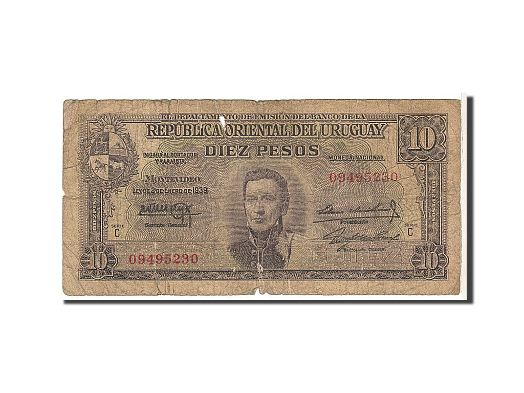 Billete, 10 Pesos, 1939, Uruguay, KM:37c, RC
