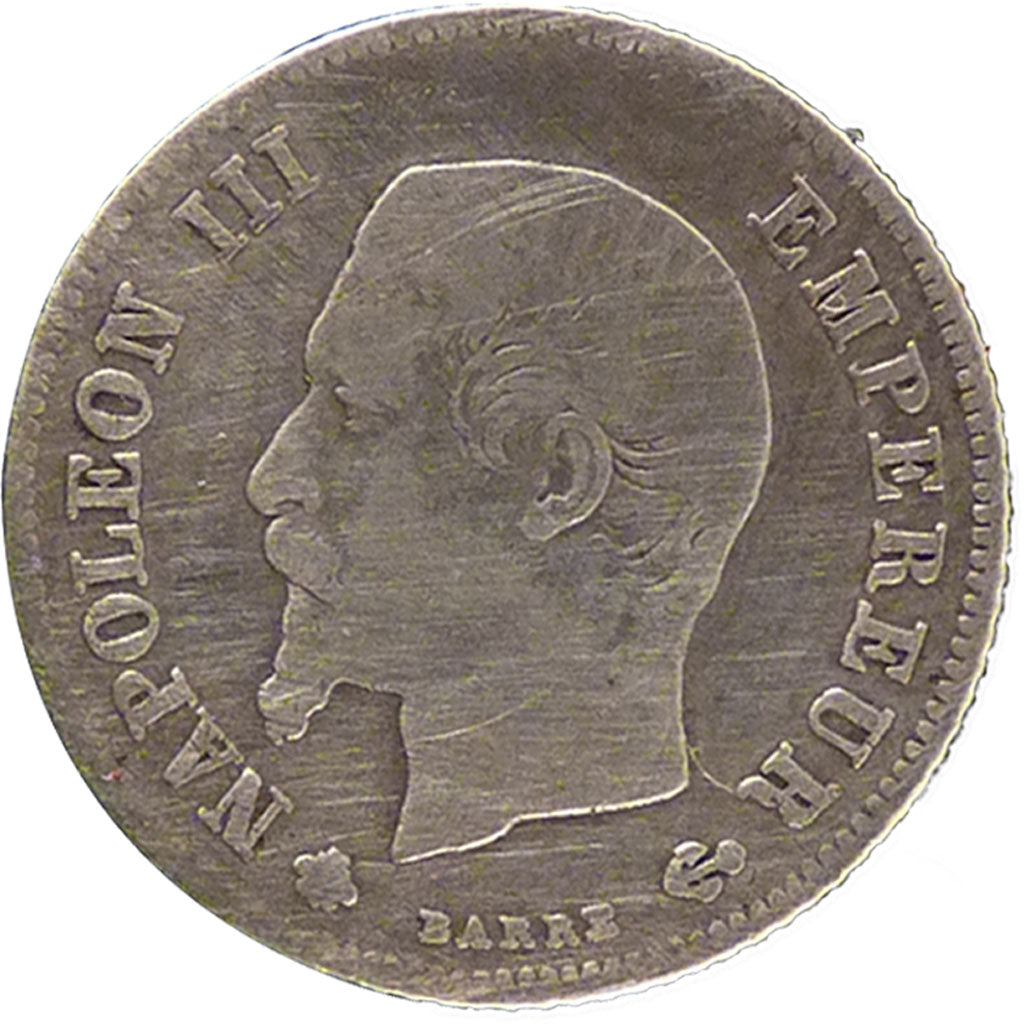 Francia, Napoleon III, Napoléon III, 20 Centimes, 1860, Strasbourg, B, Argen...