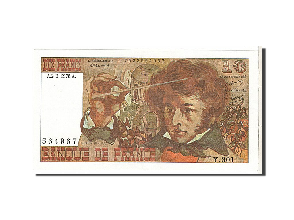 Banknote, France, 10 Francs, 10 F 1972-1978 ''Berlioz'', 1978, UNC(63)