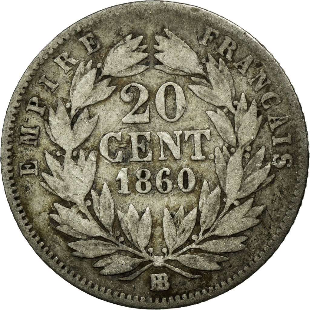Coin, France, Napoleon III, Napoléon III, 20 Centimes, 1860, Strasbourg