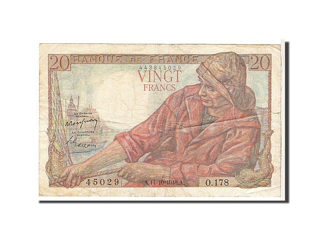 Banconote, Francia, 20 Francs, 20 F 1942-1950 ''Pêcheur'', 1948, MB
