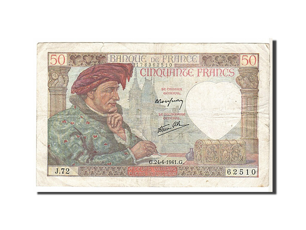 Billete, Francia, 50 Francs, 50 F 1940-1942 ''Jacques Coeur'', 1941, BC