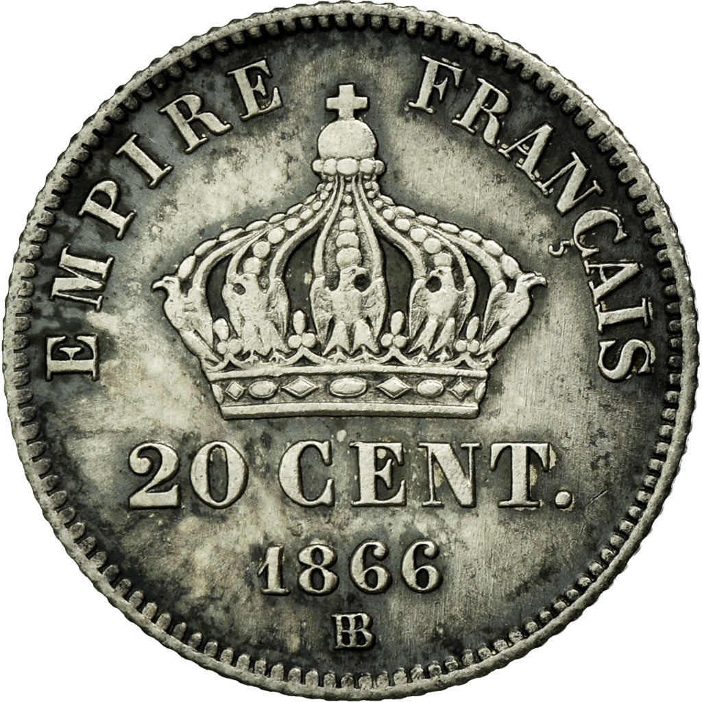 Coin, France, Napoleon III, Napoléon III, 20 Centimes, 1866, Strasbourg