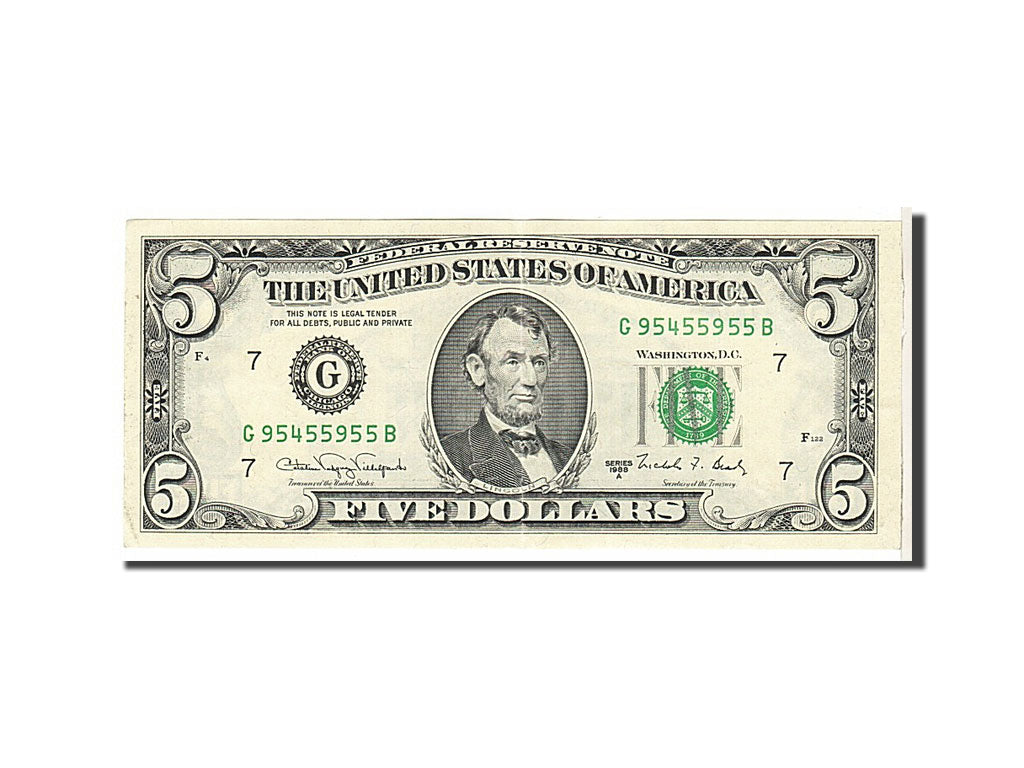 United States, Five Dollars, 1988, KM #3860B, EF(40-45), G95455955B