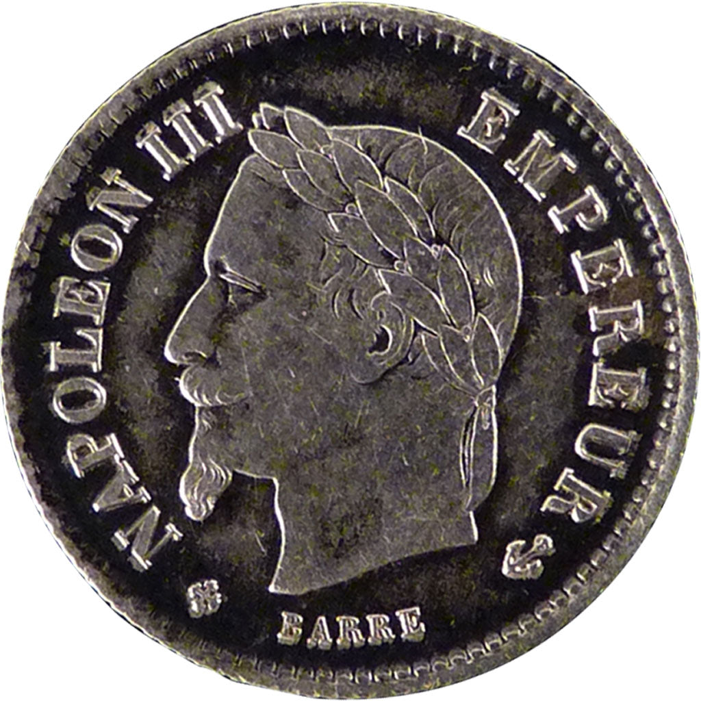 FRANCE, Napoléon III, 20 Centimes, 1867, Strasbourg, KM #808.2, EF(40-45), S...