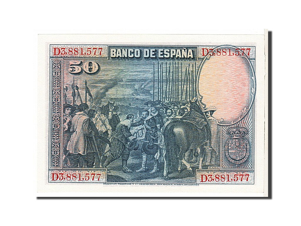 Spain, 50 Pesetas, 1928, KM #75b, UNC(65-70), D3881577