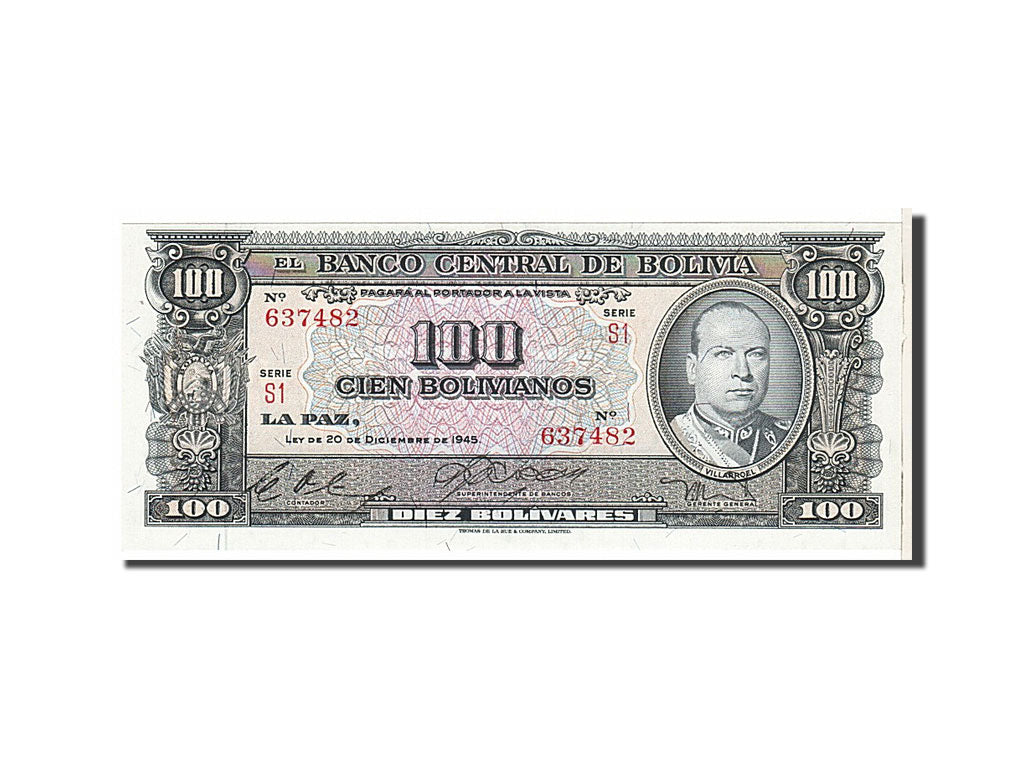Banknote, Bolivia, 100 Bolivianos, 1945, KM:147, UNC(65-70)