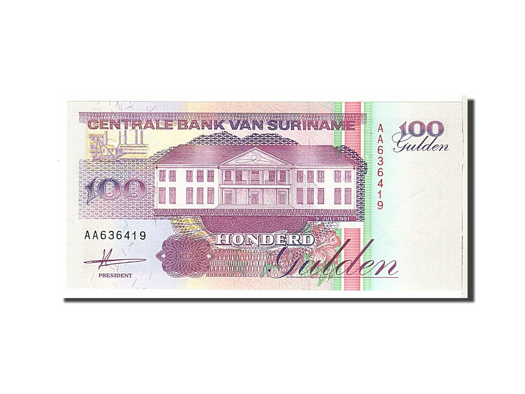 Banknote, Suriname, 100 Gulden, 1991, KM:139a, UNC(65-70)