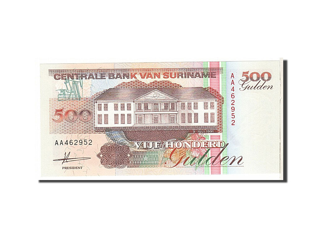 Suriname, 500 Gulden, 1991, KM #140, UNC(65-70), AA462952