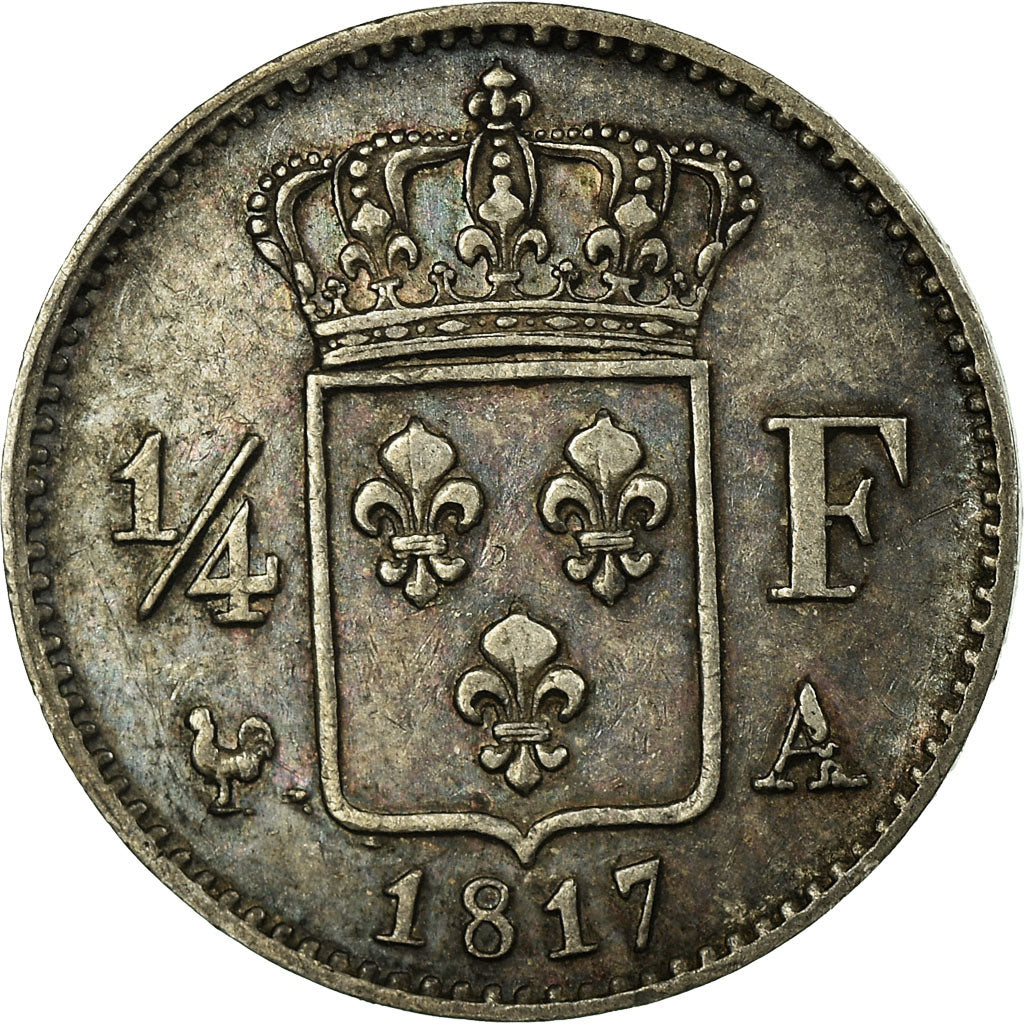 Moneta, Francja, Louis XVIII, Louis XVIII, 1/4 Franc, 1817, Paris, AU(50-53)