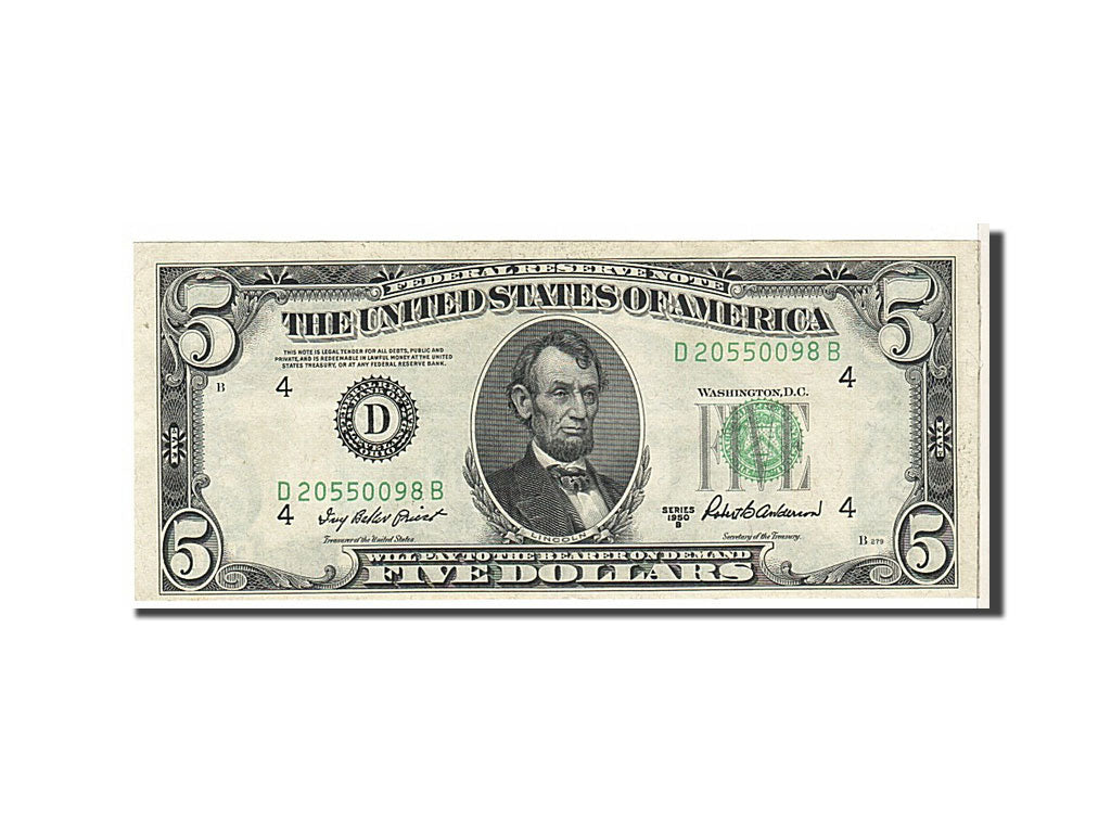 United States, Five Dollars, 1950, KM #1818, AU(50-53), D20550098B